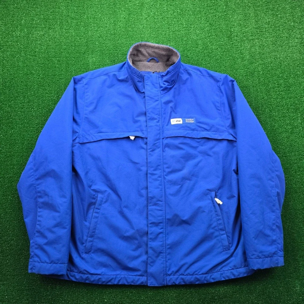 AT&T Solution Provider Jacket Mens XL Blue Lands End‎ Fleece Employee Uniform